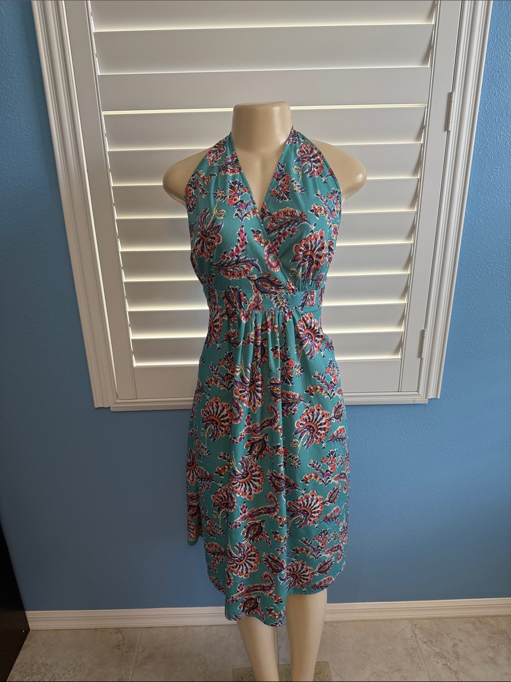 Long Tall Sally Teal Halter Floral Dress- are you tall? Me too!